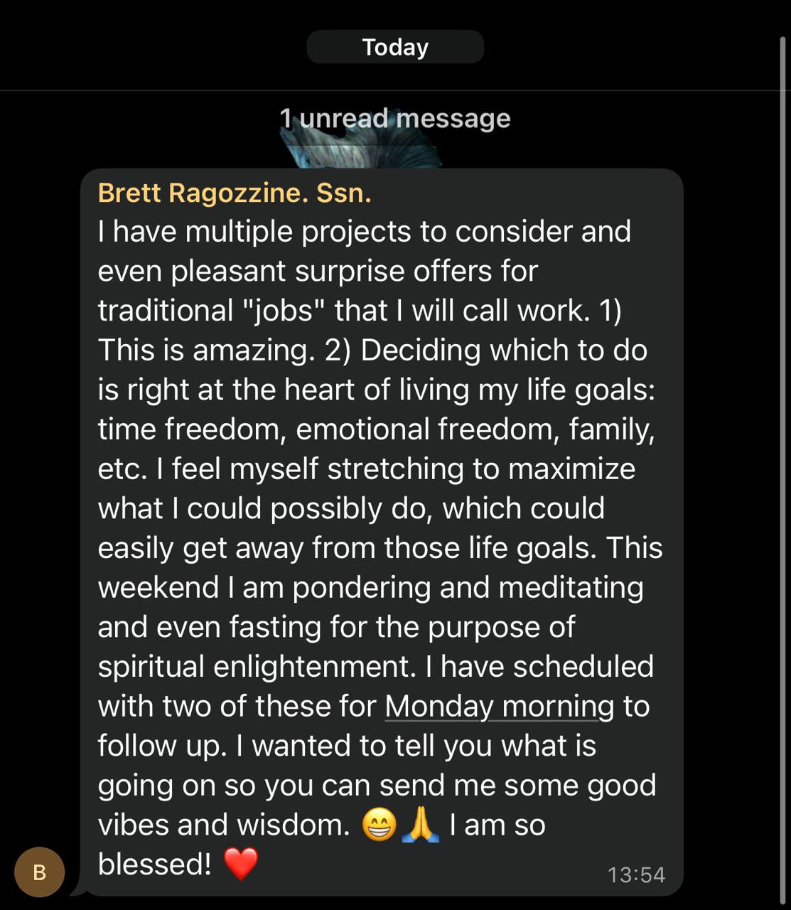 Testimonial from Brett, Sovereign Soul community member